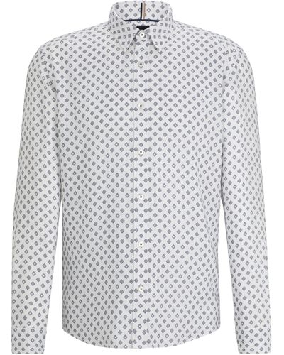 BOSS Regular-Fit Hemd aus bedrucktem Oxford-Gewebe - Weiß