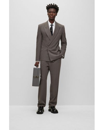 BOSS Relaxed-fit Three-piece Suit In Virgin Wool - Gray