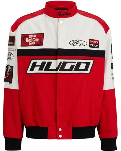 HUGO Regular-fit Jas Met Color-blocking En Motorsport-geïnspireerde Patches - Rood