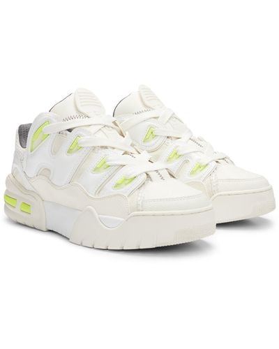 HUGO Faux-leather Trainers With Contrast Details - White