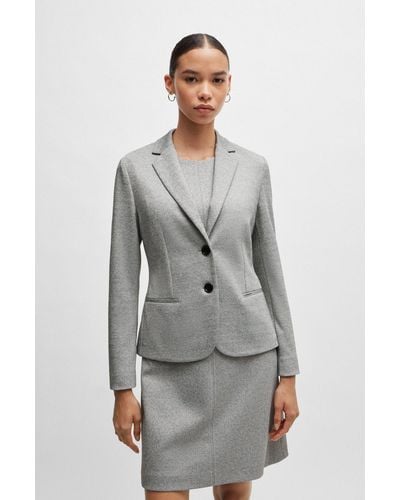 BOSS Extra-slim-fit Jacket In Herringbone Jersey - Grey