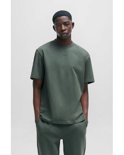 HUGO Relaxed-fit T-shirt In Cotton With Logo Print - Green