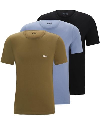 BOSS Set Van Drie Katoenen Underwear T-shirts Met Logostiksels - Meerkleurig