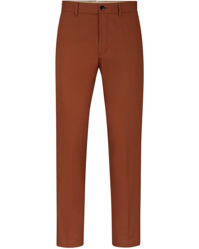 BOSS Slim-Fit Hose aus Stretch-Baumwolle mit Seiden-Anteil - Braun