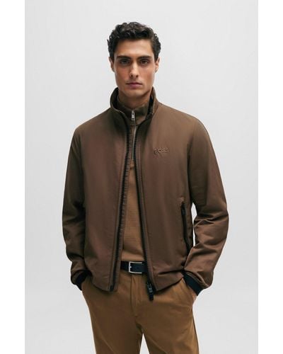 BOSS Regular-fit Jacket With Logo Detail - Brown