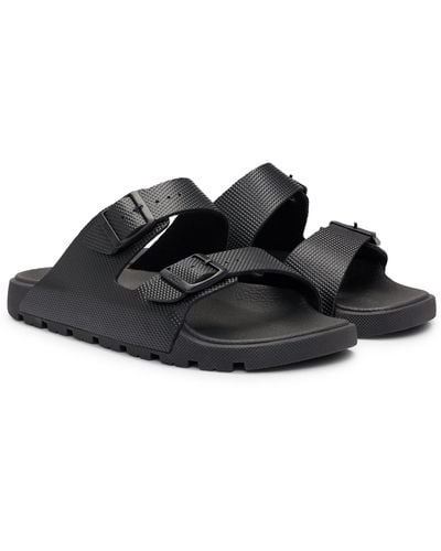 BOSS All-gender Twin-strap Sandals With Structured Uppers - Black