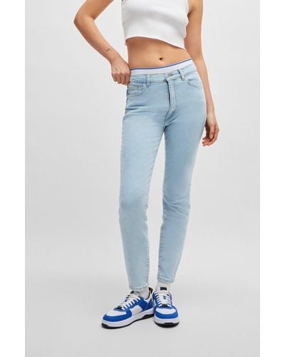 HUGO Skinny-fit Jeans In Aqua Stretch Denim - Blue