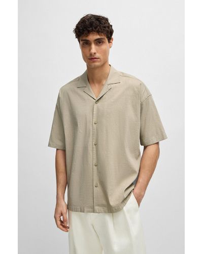 BOSS Relaxed-fit Shirt In A Linen Blend - Natural