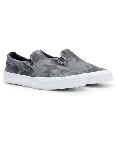 HUGO Cotton-canvas Slip-on Trainers With Tie-dye Detailing - White