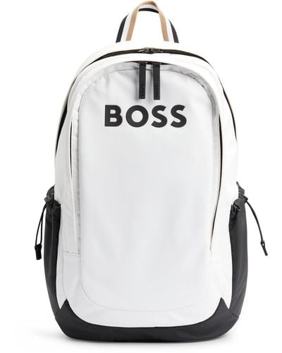 BOSS Logo-detail Backpack In Synthetic Coated Fabric - Grey