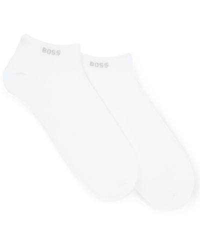 BOSS Knöchellange Socken aus elastischem Baumwoll-Mix im Zweier-Pack - Weiß