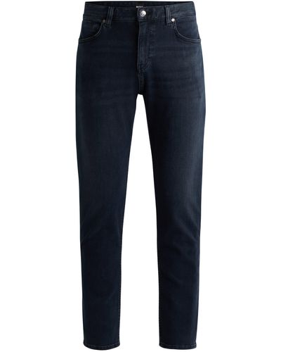 BOSS Regular-fit Jeans Van Koolzwart-marineblauw Italiaans Denim