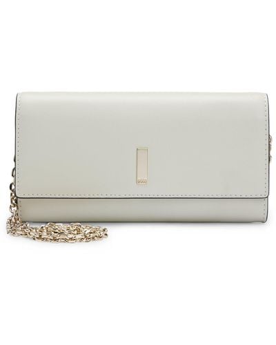 BOSS Leather Clutch Bag With Branded Hardware - White