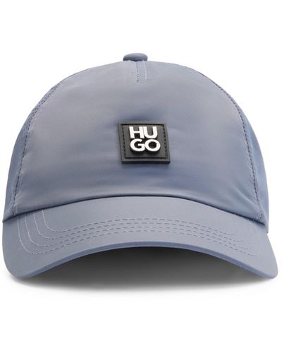 HUGO Cap aus wasserdichtem Nylon mit Stack-Logo-Badge - Blau