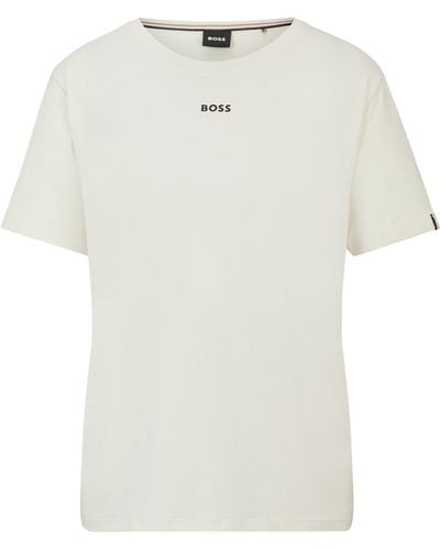 BOSS Logo-print Pyjama T-shirt In Stretch-cotton Jersey - White