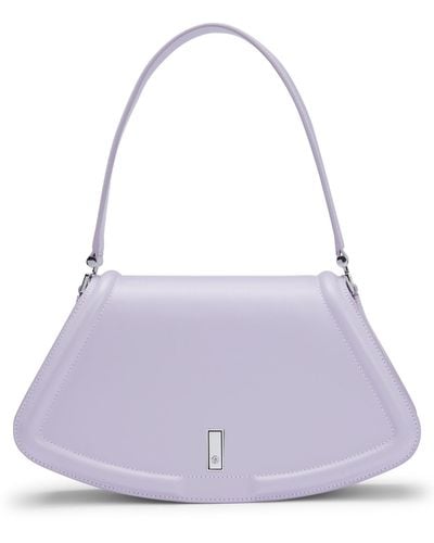 BOSS Ariell Leather Shoulder Bag With Signature Hardware - Purple