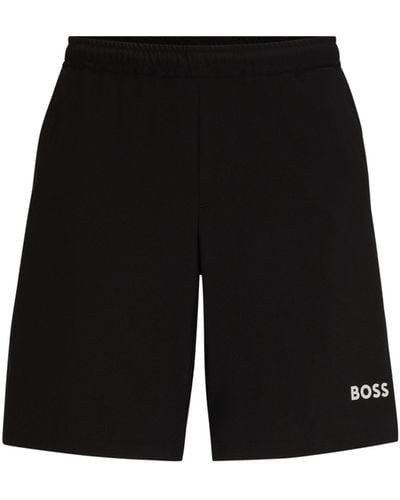 BOSS X Matteo Berrettini Sneldrogende Regular-fit Shorts Met Logoprint - Zwart