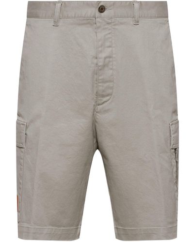 HUGO Regular-fit Cargo Shorts With Red Logo Label - Grey