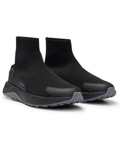 HUGO High-top Sock Trainers With Logo Details - Black