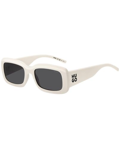 HUGO White Sunglasses With Stacked-logo Temples - Multicolour