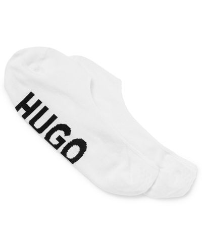 HUGO Twee Paar Onzichtbare Sokken Met Logozolen - Wit