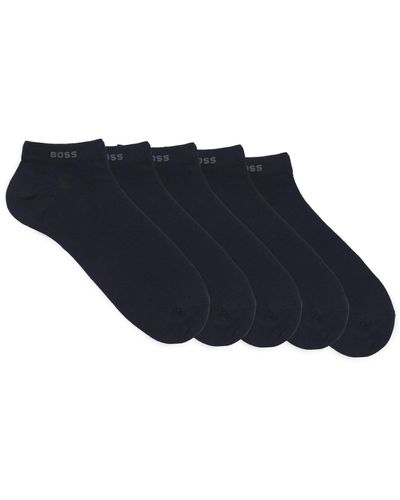 BOSS Fünfer-Pack Sneakers-Socken aus Baumwoll-Mix mit Branding - Blau