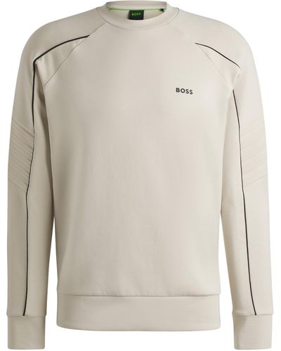 BOSS Regular-Fit Sweatshirt aus Stretch-Baumwolle mit geprägtem Artwork - Weiß