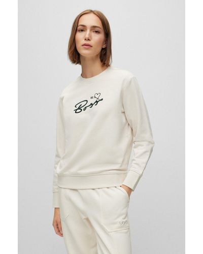 BOSS by HUGO BOSS Cotton-terry Sweatshirt With Logo Slogan - White