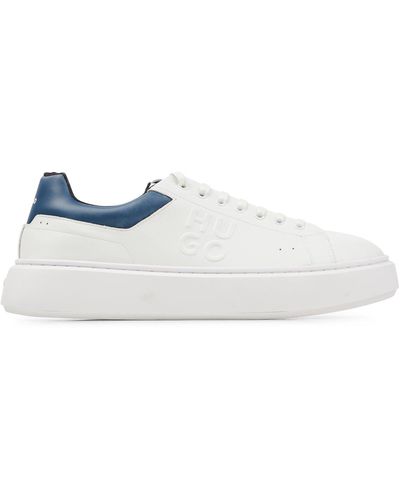 HUGO Low-top Trainers With Debossed Stacked Logo - White