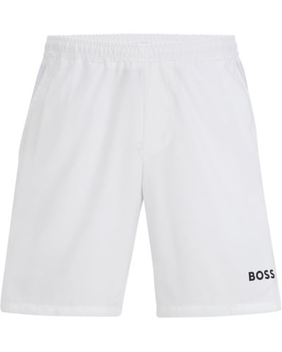 BOSS X MATTEO BERRETTINI schnell trocknende Regular-Fit Shorts mit Logo-Print - Weiß