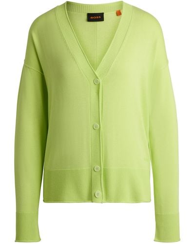 BOSS Regular-fit Cardigan With Button Front - Groen