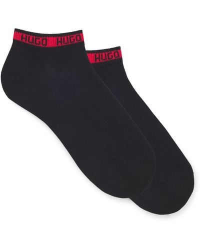 HUGO Zweier-Pack knöchellange Socken mit Logo-Bündchen - Schwarz