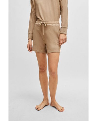 BOSS Shorts de felpa elástica con logo bordado - Neutro