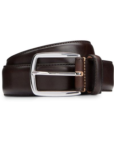 BOSS Cintura in pelle italiana con fibbia ad ardiglione color argento - Multicolore