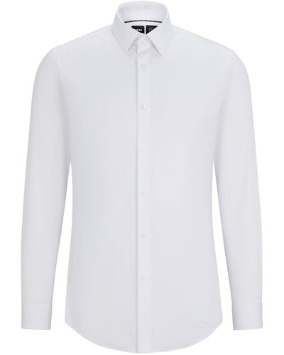 BOSS Extra Slim-fit Overhemd In Een Popeline Van Een Gemakkelijk Te Strijken Katoenmix - Wit
