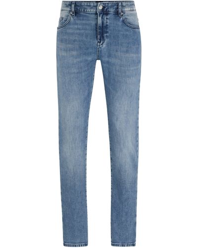 BOSS Slim-Fit Jeans aus blauem Denim mit Kaschmir-Haptik