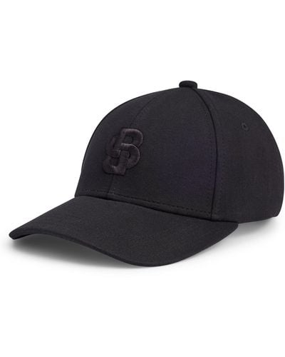 BOSS Cotton-blend Cap With Embroidered Double Monogram - Black