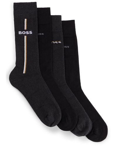 BOSS by HUGO BOSS Four-pack Of Regular-length Socks With Logo Details - Black