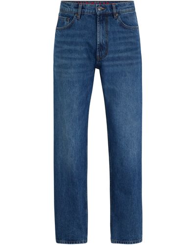 HUGO Blaue Regular-Fit Jeans aus festem Denim