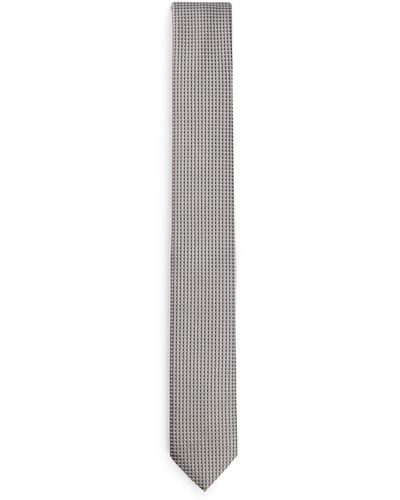 HUGO Krawatte aus Seiden-Mix mit Jacquard-Muster - Weiß