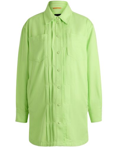 BOSS Relaxed-fit Overshirt In Soft Twill - Green