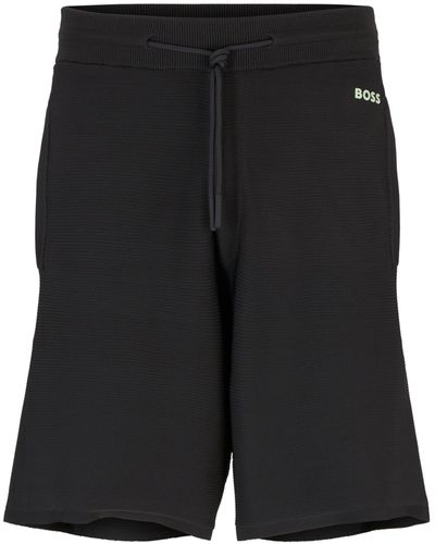 BOSS Regular-fit Shorts Van Stretchmateriaal Met Logodetail - Zwart