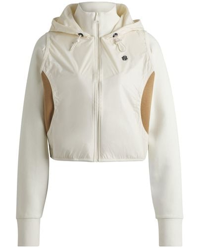 BOSS Cotton-blend Zip-up Hoodie With Monogram Pattern - White