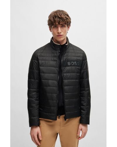 BOSS Water-repellent Jacket With 3d Logo Tape - Black