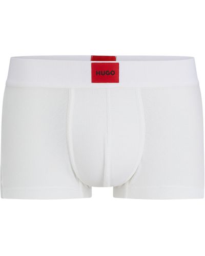 HUGO Boxer court coupe Regular Rise en tissu stretch avec étiquette logotée - Blanc