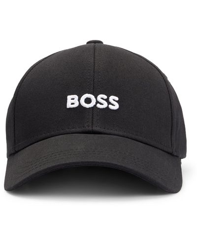 BOSS Cap aus Baumwoll-Twill mit sechs Bahnen und Logo-Stickerei - Schwarz