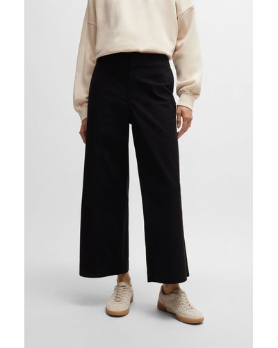 BOSS Pantalon Relaxed Fit en twill de coton stretch - Noir