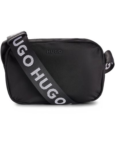 HUGO Logo-detail Crossbody Bag With Branded Strap - Black