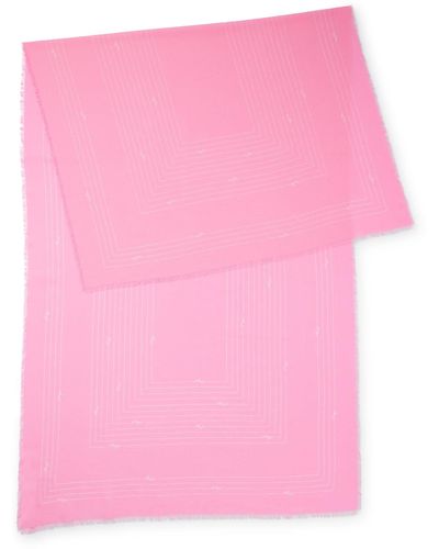 HUGO Scarf In Pure Cotton With Seasonal Print And Logo - Pink