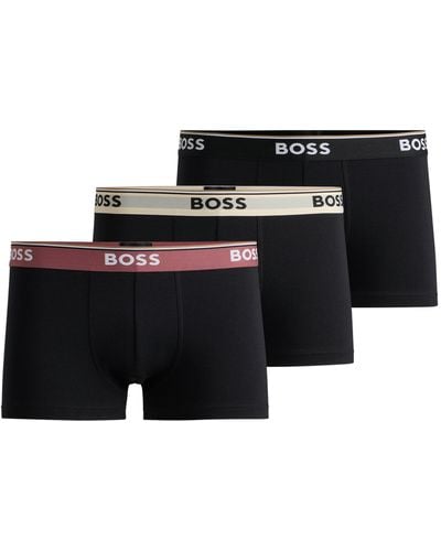 BOSS Set Van Drie Korte Boxershorts Van Stretchkatoen Met Logotailleband - Zwart